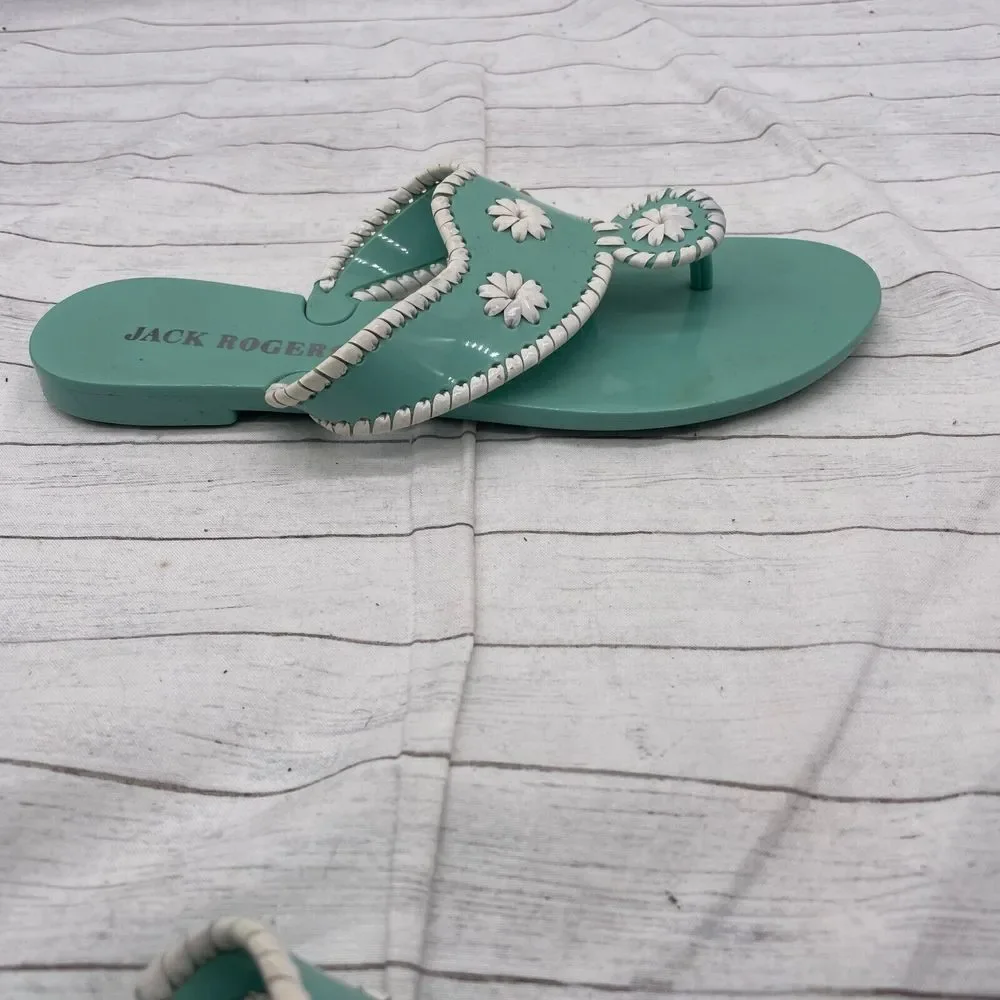 Jack Rogers Womens Mint Green (blueish)  White Sandals Size US 6 Hard Plastic - Picture 4 of 10